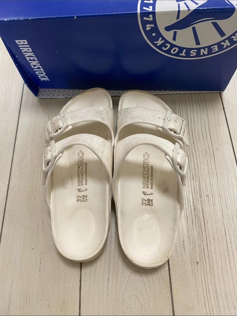Birkenstock Kids White Two-Strap Arizona Sandals
